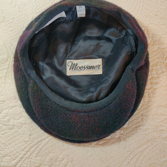 Moessmer Mohair And Wool Burgundy / Black Newsboy Cap Made In Italy - Picture 7 of 11